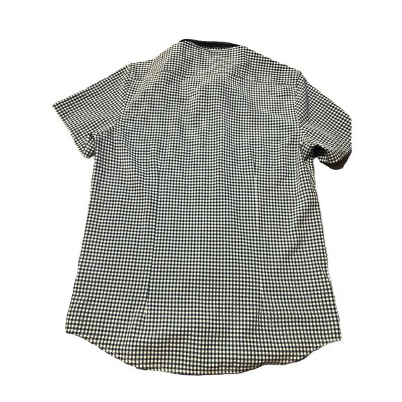 Barbell Shirt Mens M Medium Button-Up Blue Check Collared Short Sleeves Casual - Picture 4 of 4